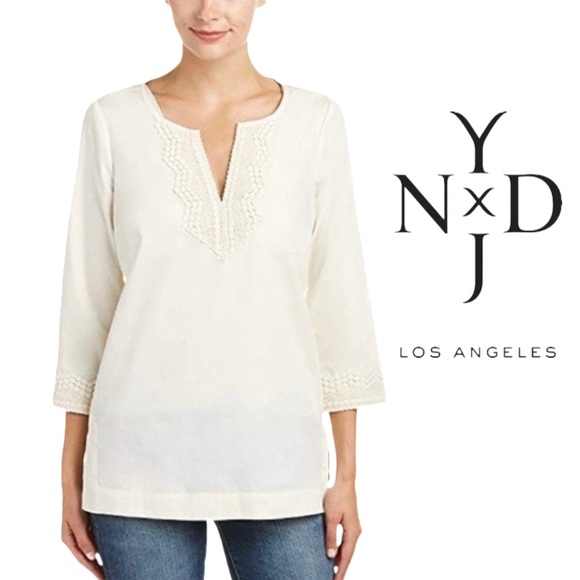 NYDJ Tops - NYDJ Embellished Slimming Fit Solution Tunic Mesh Lined Top